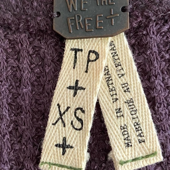 Free People Size Extra Small Purple Waffle Long Sleeve Long Cuff Tunic Top - Picture 7 of 8